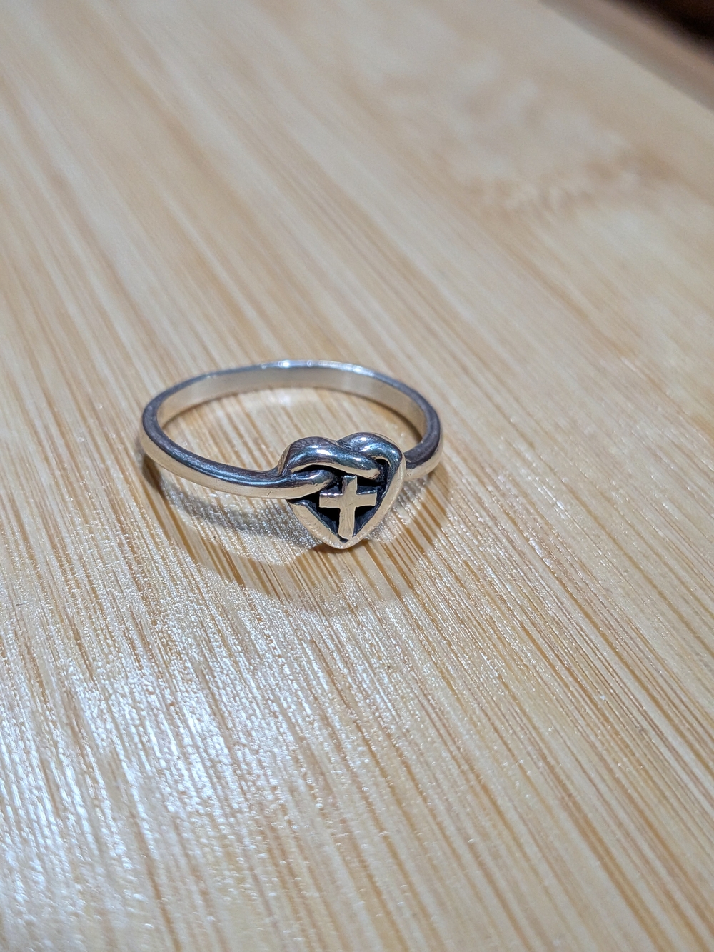 Sterling Silver Heart Cross Knot Ring - Silver, Size 9